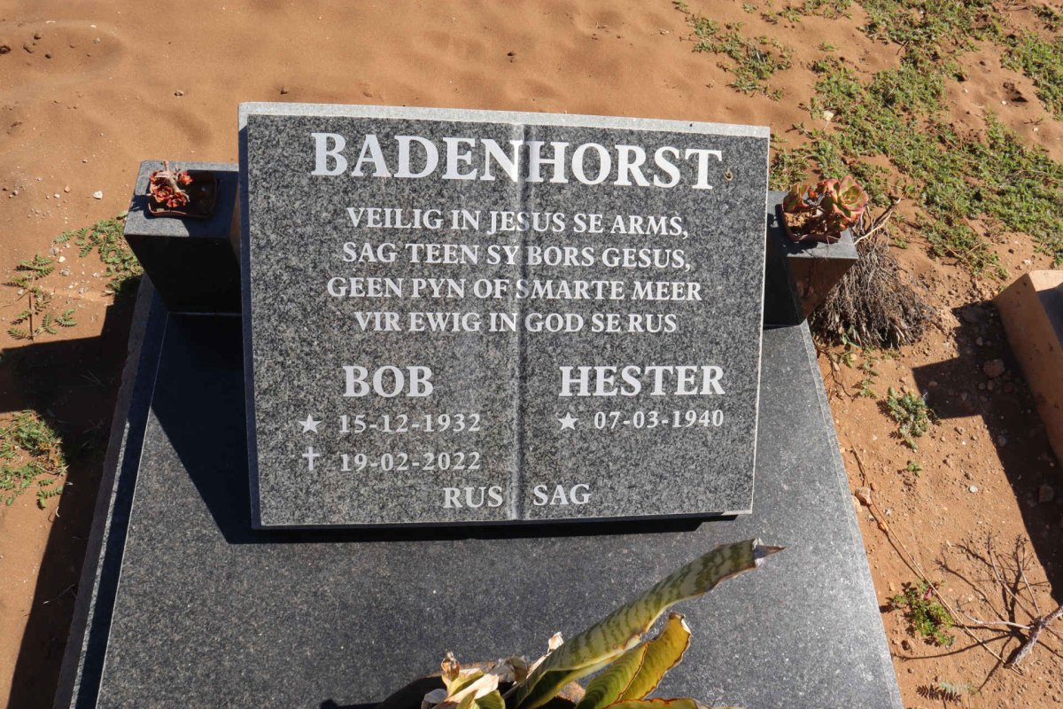 BADENHORST Bob 1932-2022 & Hester 1940-