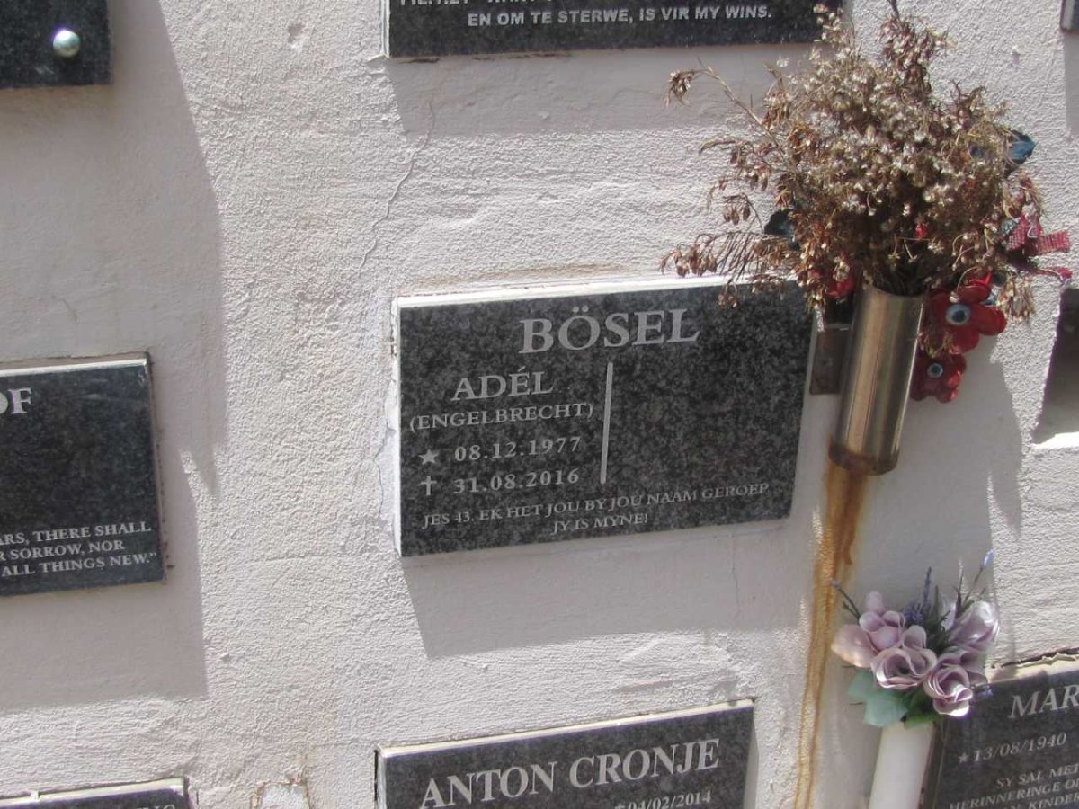 BOSEL Adel nee ENGELBRECHT 1977-2016