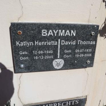 BAYMAN David Thomas 1935-2006 & Katlyn Henrietta 1940-2005