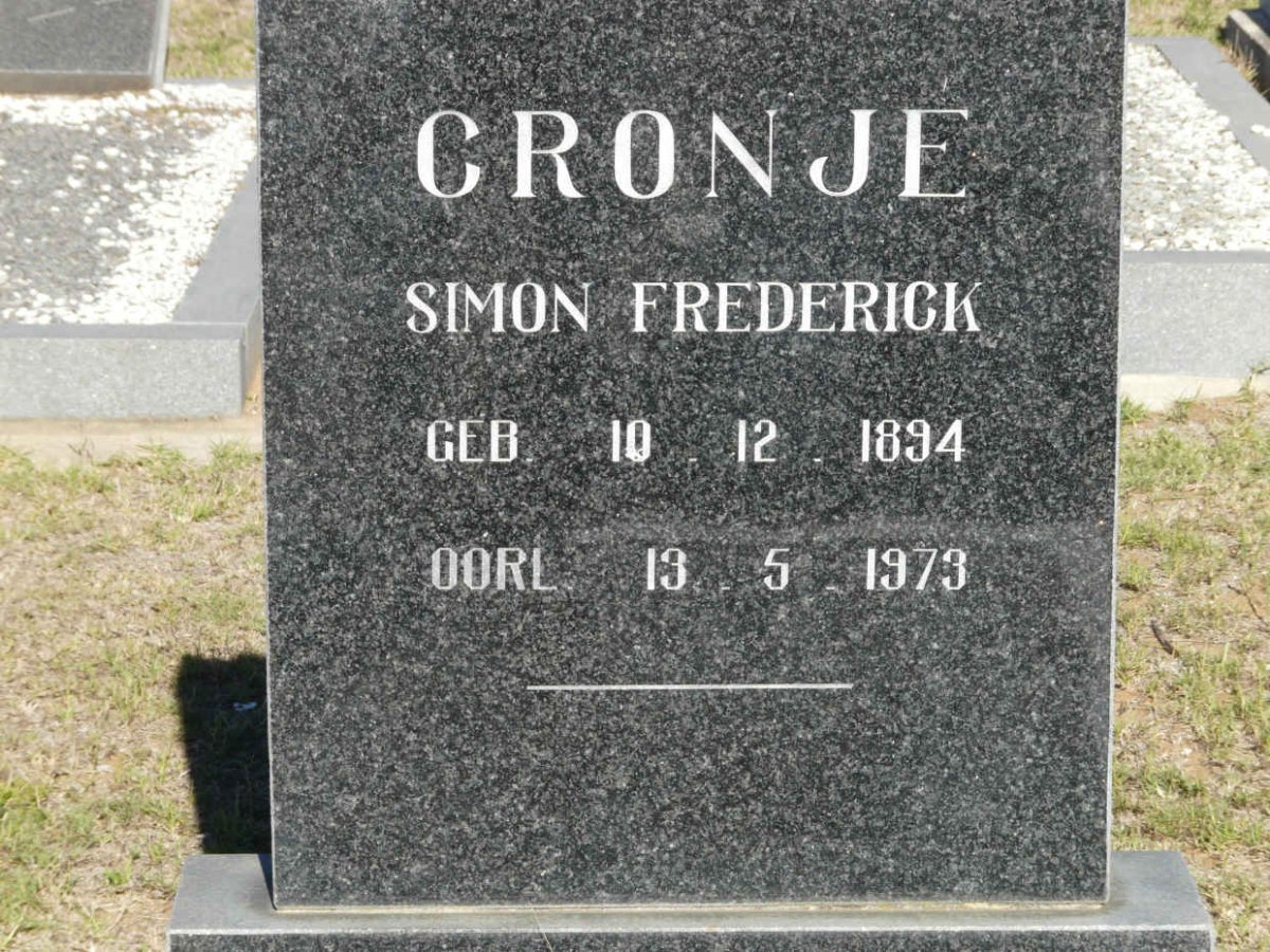 CRONJE Simon Frederick 1894-1973