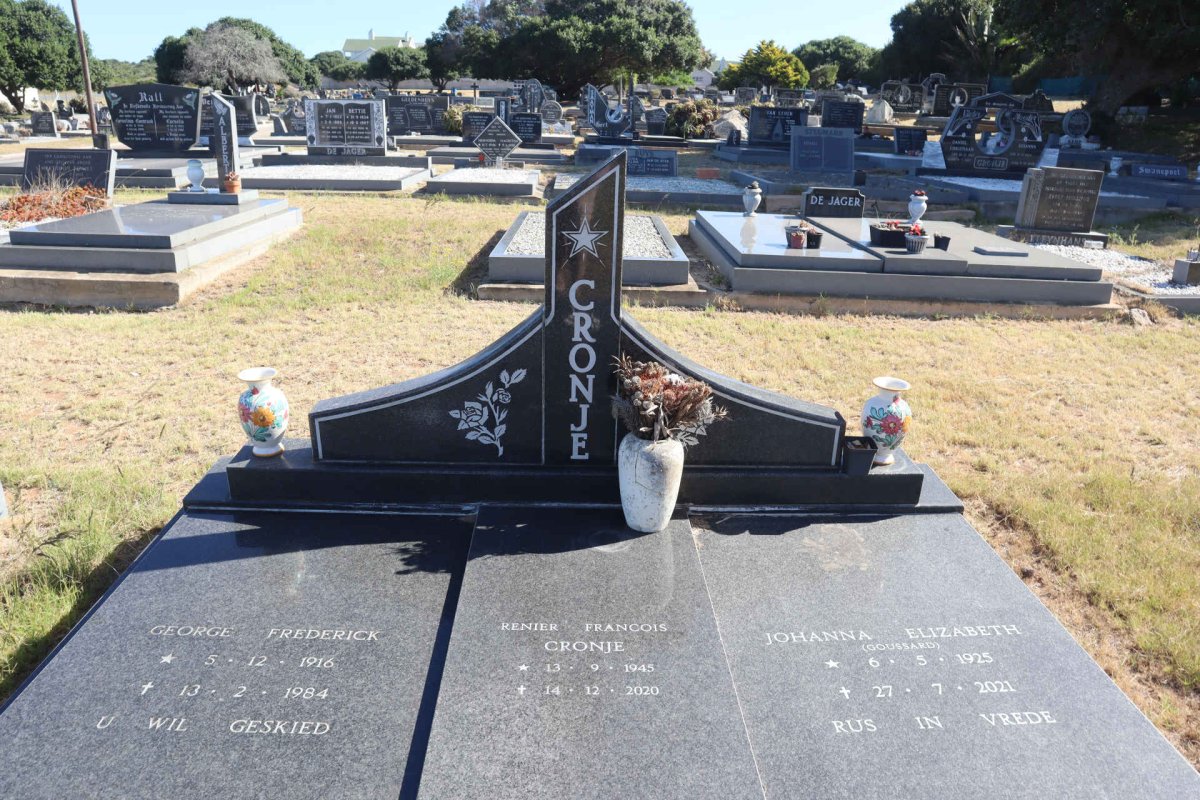 CRONJE George Frederick 1916-1984 & Johanna Elizabeth GOUSSARD 1925-2021 :: CRONJE Renier Francois 1945-2020