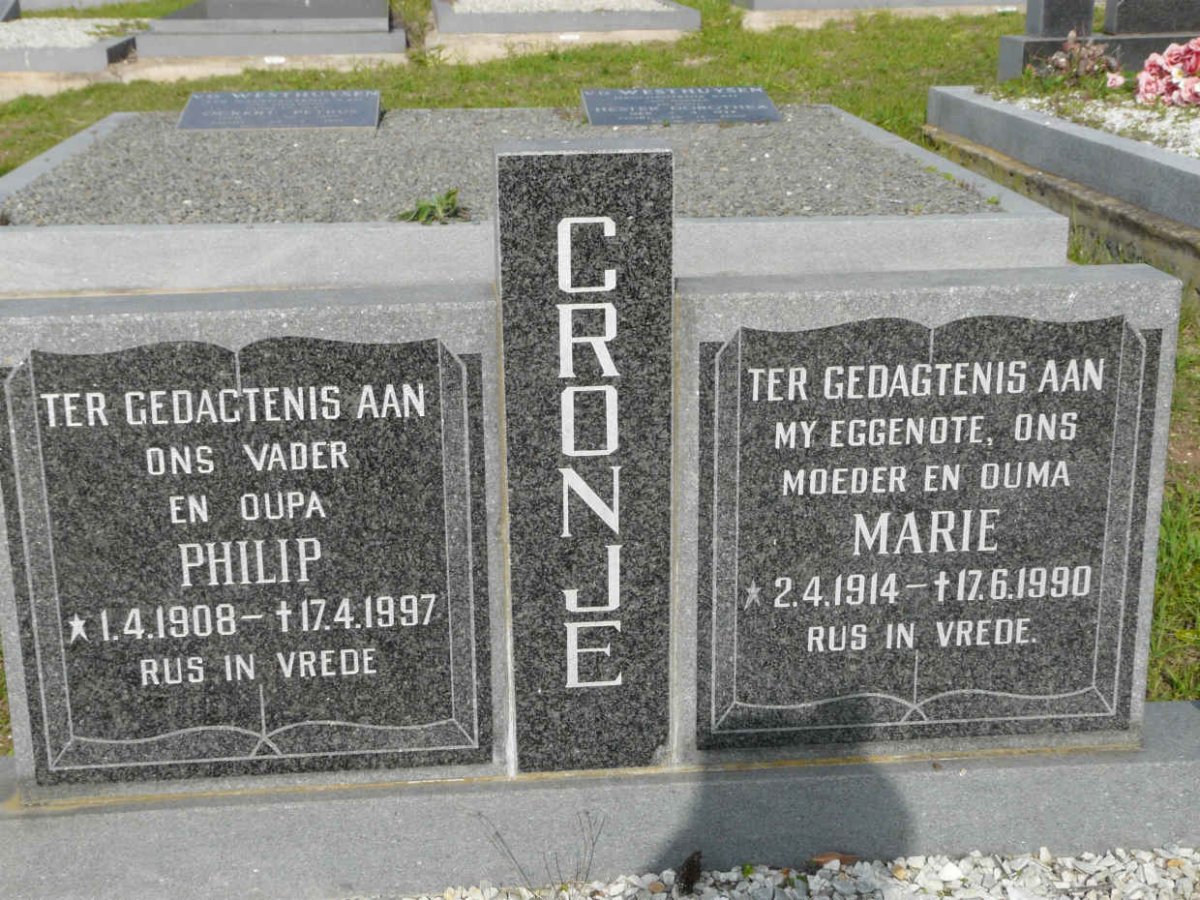 CRONJE Philip 1908-1997 &amp; Marie 1914-1990
