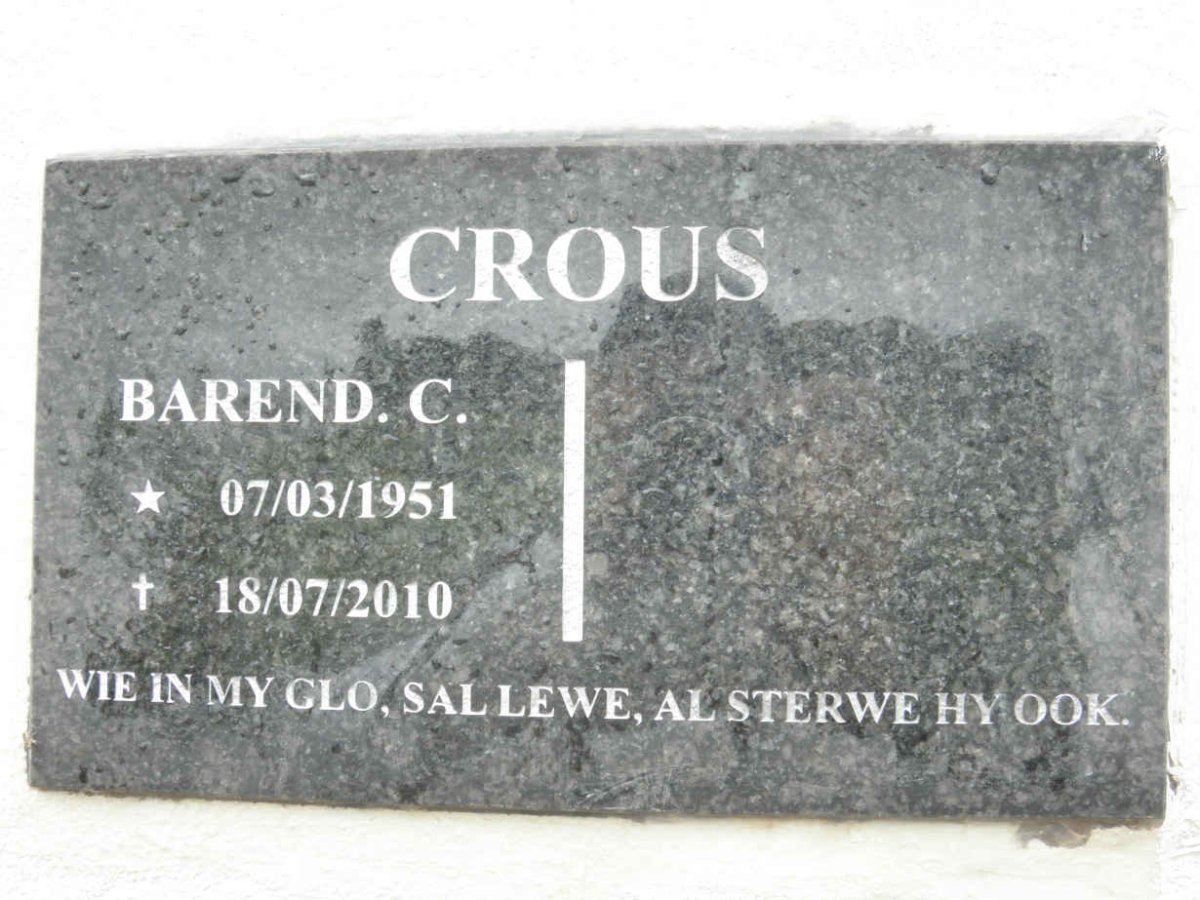 CROUS Barend C.  1951-2010