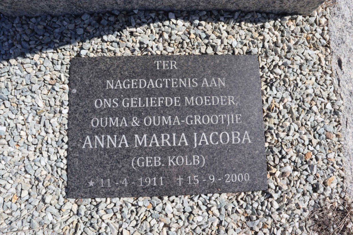DUMINY Anna Maria Jacoba voorheen DU PREEZ nee KOLB 1911-2000
