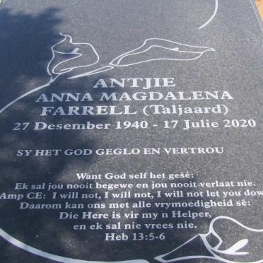 FARRELL Antjie Anna Magdalena nee TALJAARD 1940-2020