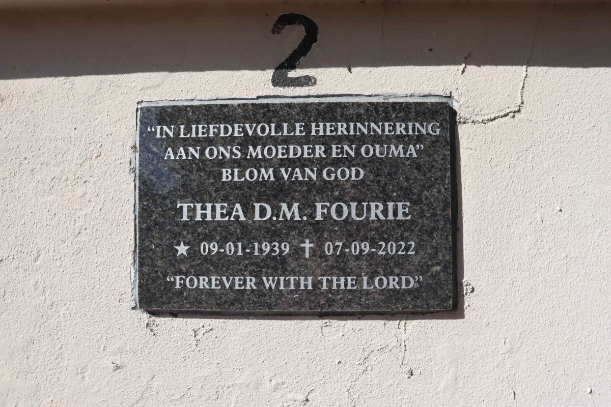 FOURIE Thea D.M. 1939-2022
