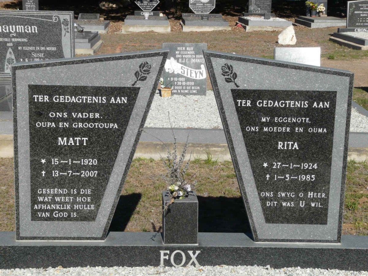 FOX Matt 1920-2007 &amp; Rita 1924-1985