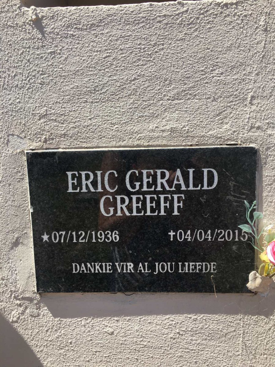 GREEFF Eric Gerald 1936-2015