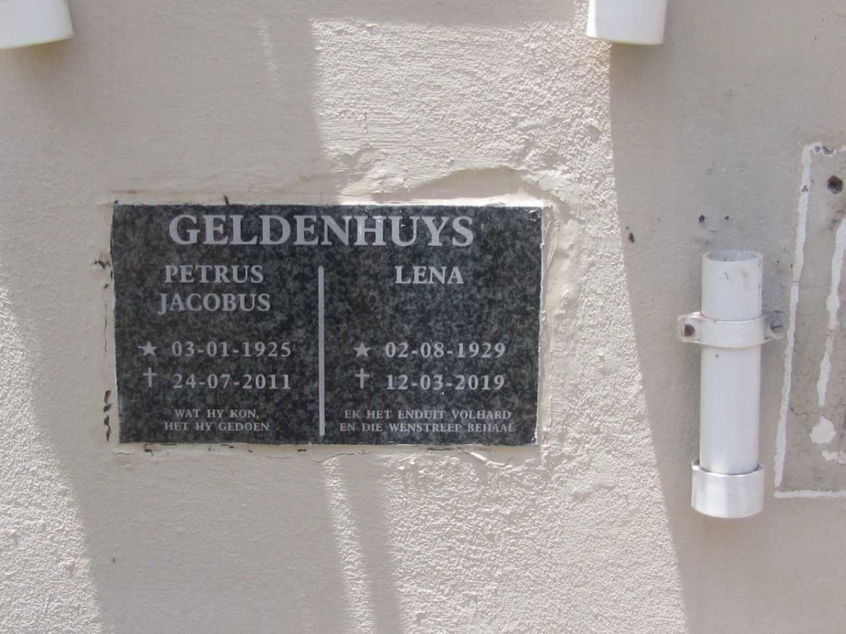 GELDENHUYS Petrus Jacobus 1925-2011 &amp; Lena 1929-2019