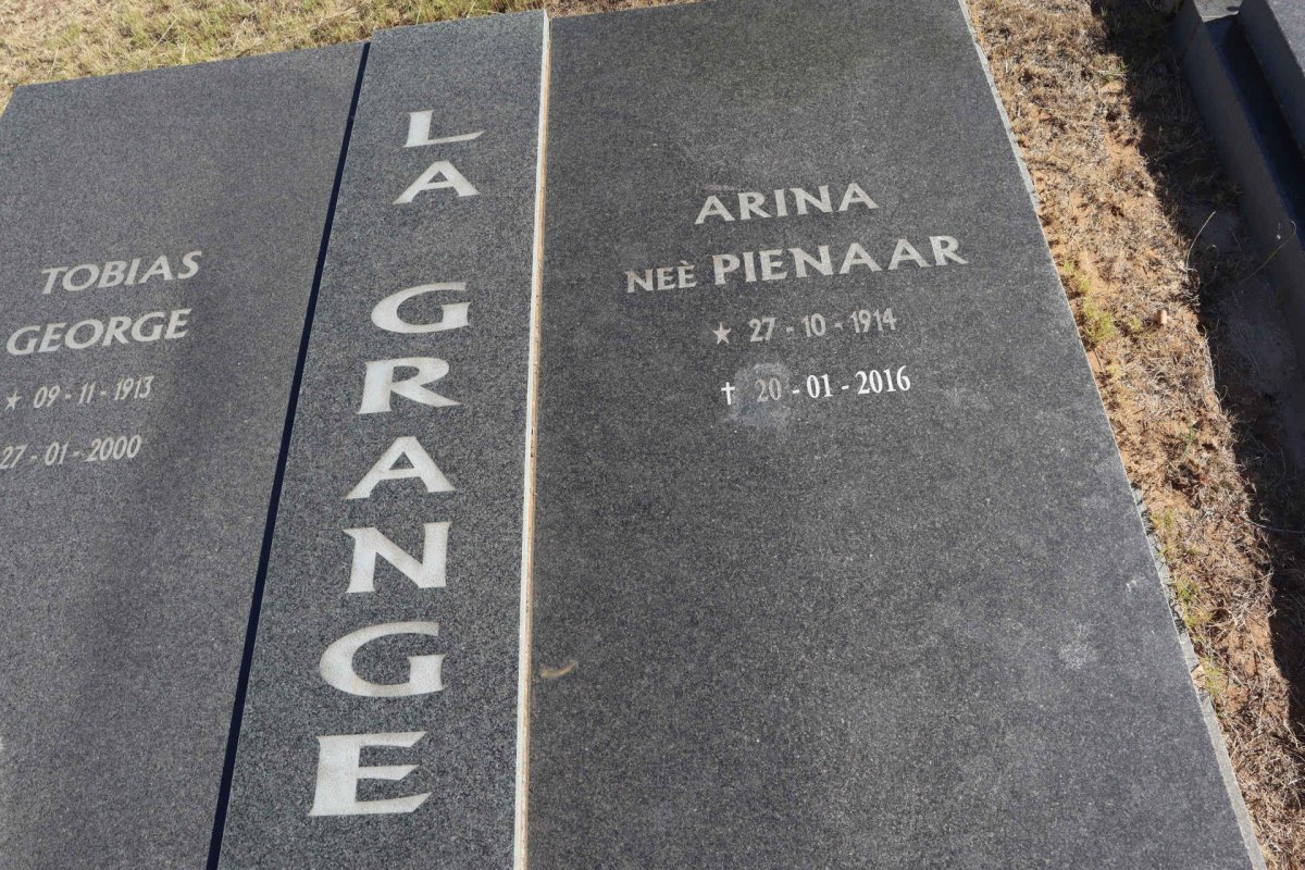 GRANGE Tobias George, la 1913-2000 & Arina PIENAAR 1914-2016
