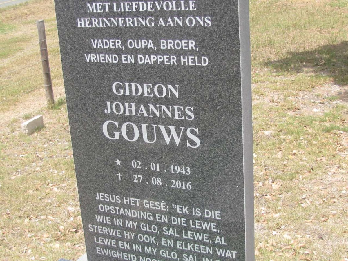 GOUWS Gideon Johannes 1943-2016