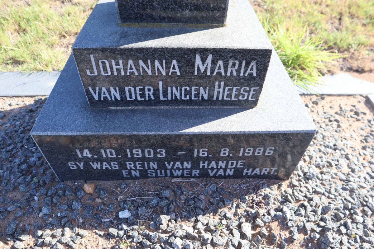 HEESE Johanna Maria, VAN DER LINGEN 1903-1986 
