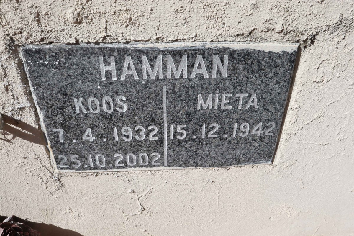 HAMMAN Koos 1932-2002 & Mieta 1942-