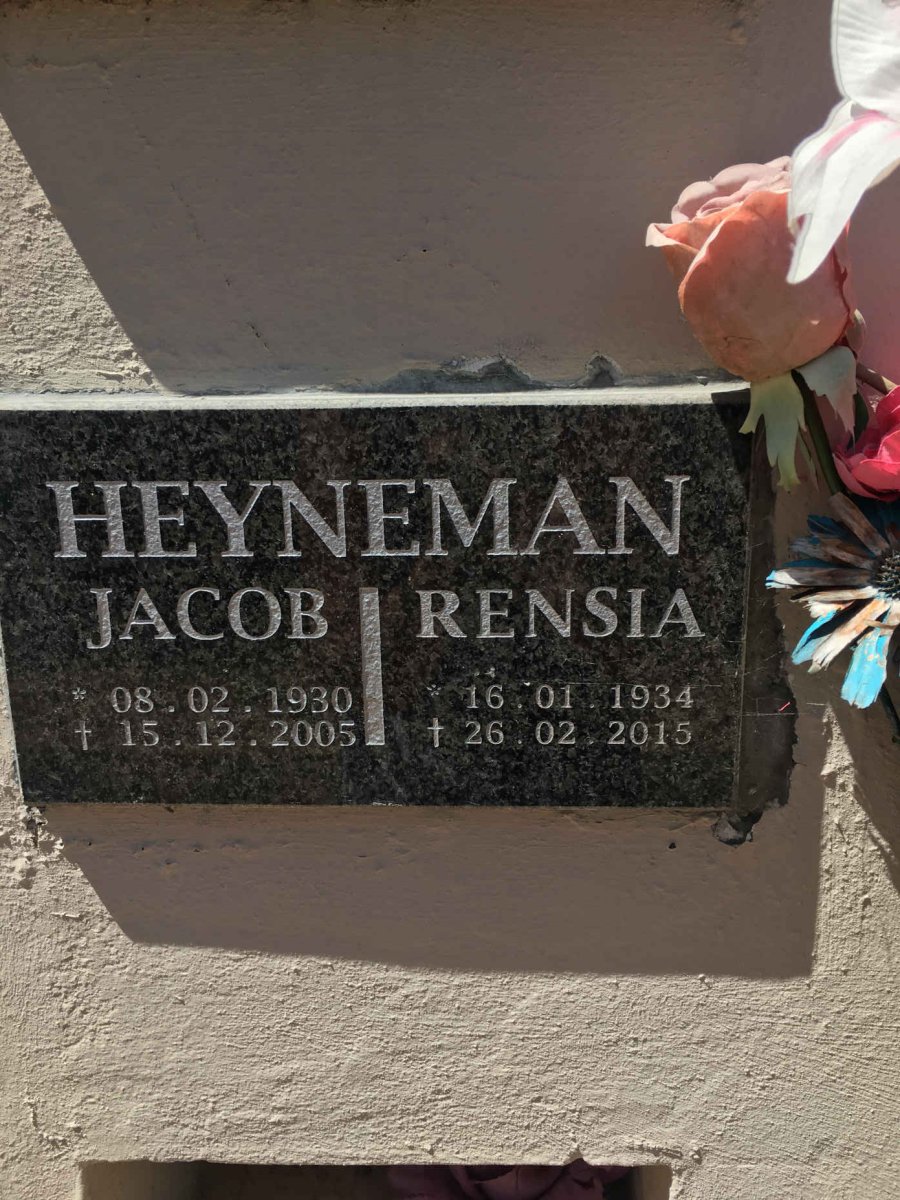 HEYNEMAN Jacob 1930-2005 &amp; Rensia 1934-2015