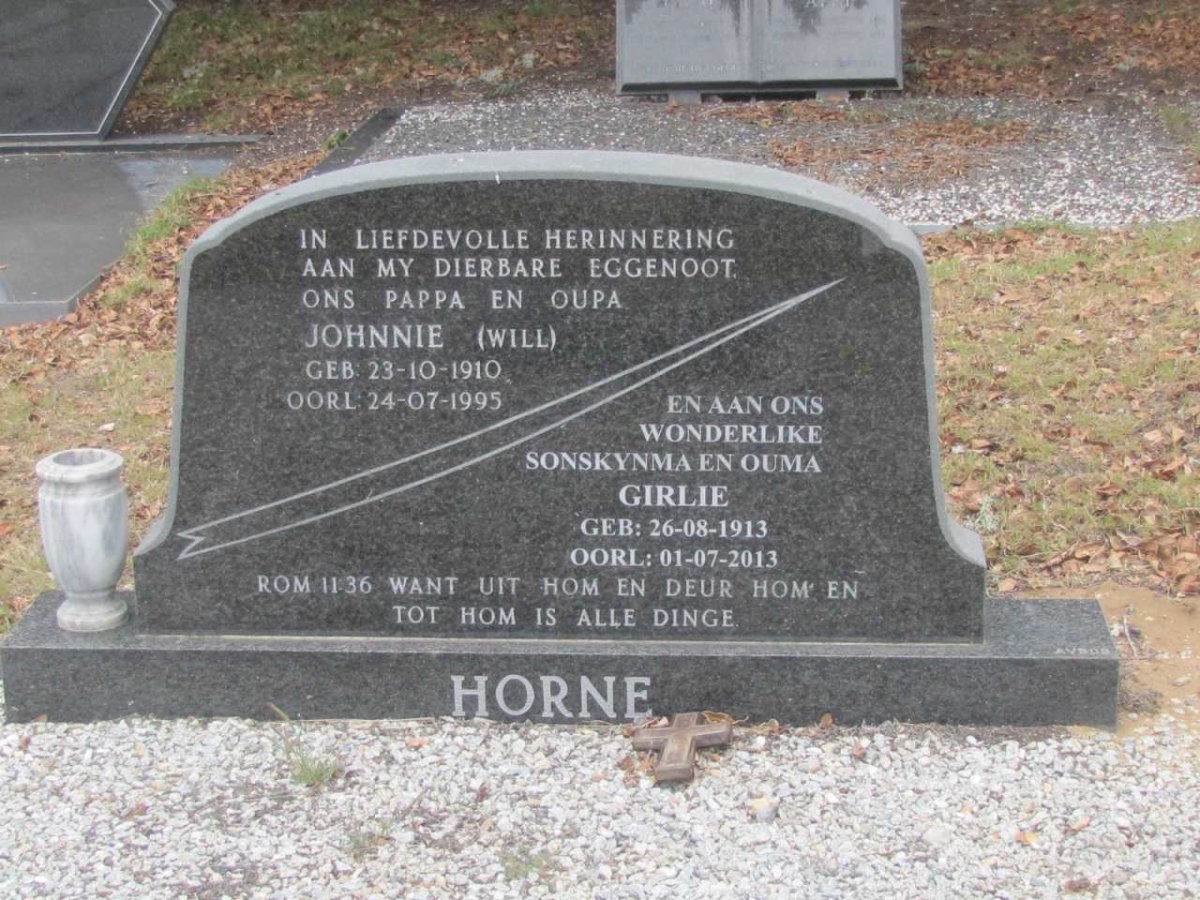 HORNE Johnnie 1910-1995 &amp; Girlie 1913-2013 :: HORNE Hester 1940-2020 _1