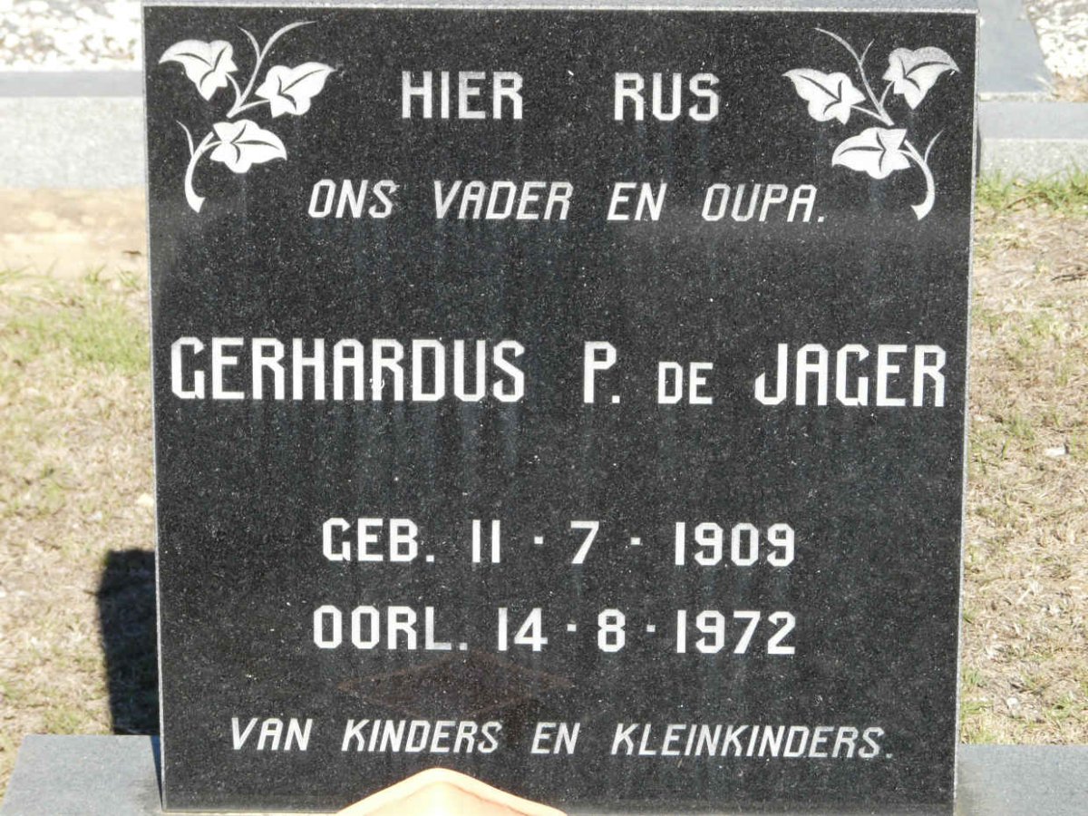 JAGER Gerhardus P., de 1909-1972