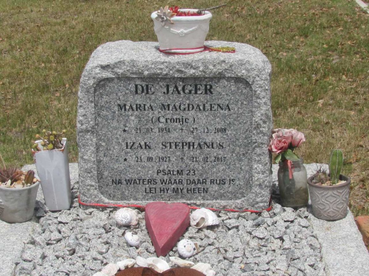 JAGER Izak Stephanus, de 1927-2017 &amp; Maria Magdalena CRONJE 1934-2008
