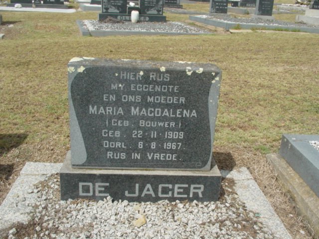 JAGER Maria Magdalena, de nee BOUWER 1909-1967
