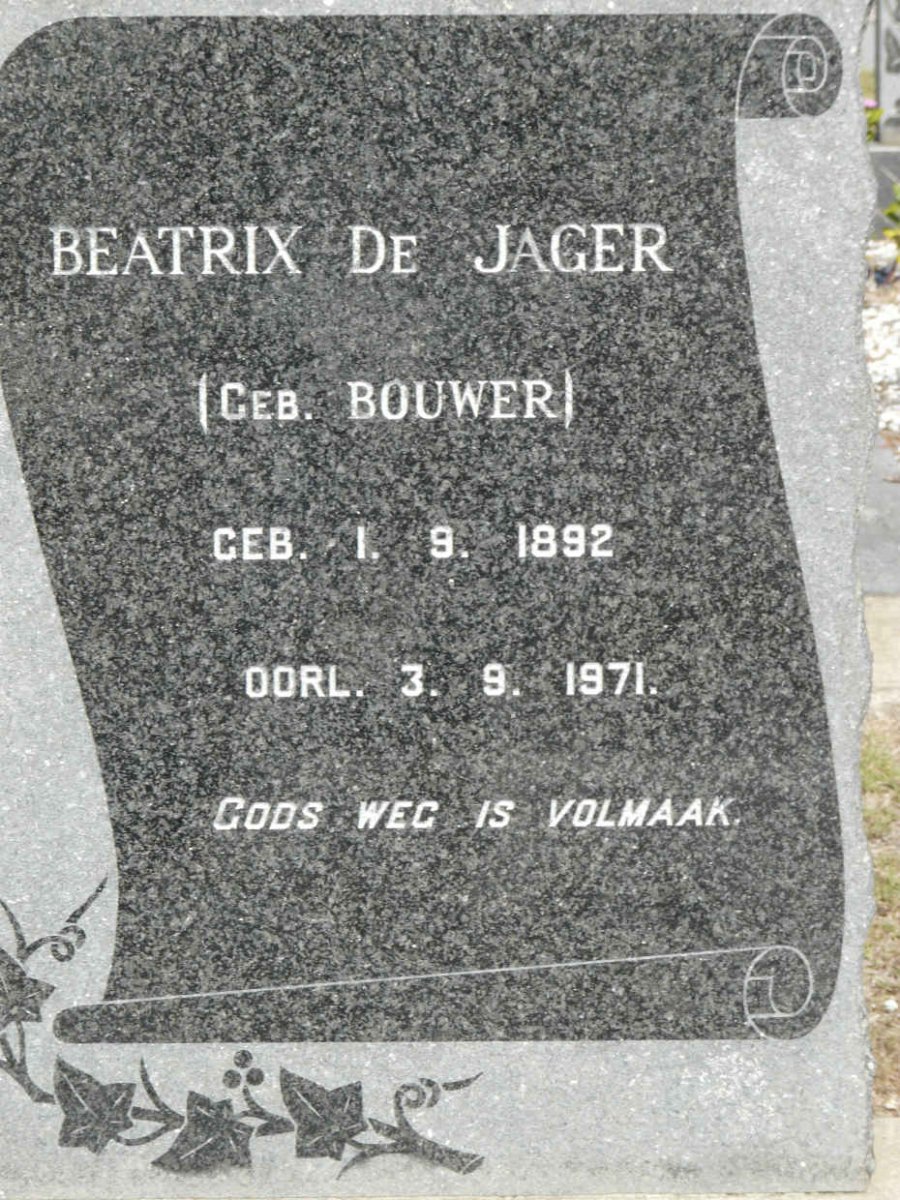 JAGER Beatrix, de neé BOUWER 1892-1971
