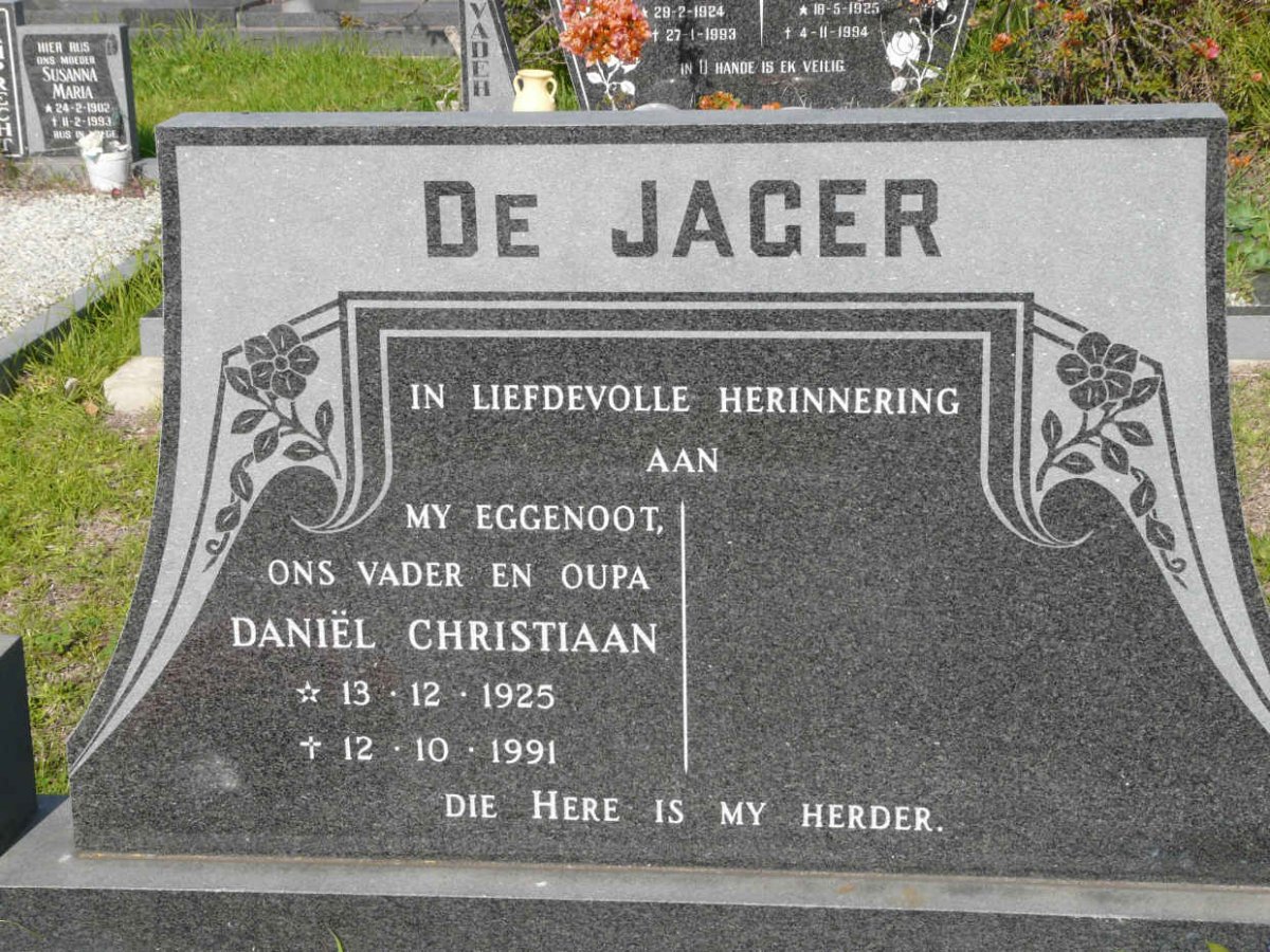 JAGER Daniël Christiaan, de 1925-1991