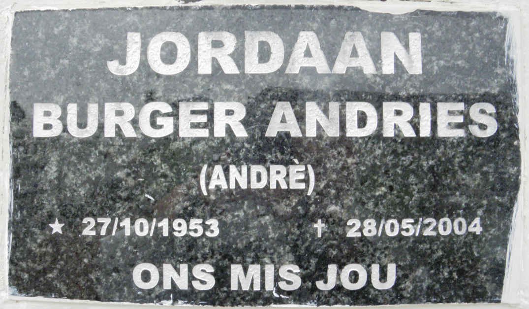 JORDAAN Burger Andries 1953-2004
