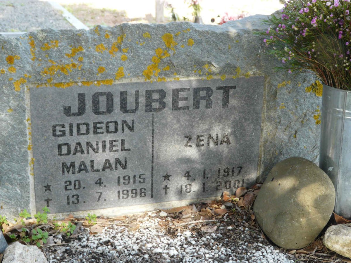 JOUBERT Gideon Daniel Malan 1915-1996 &amp; Zena 1917-2001