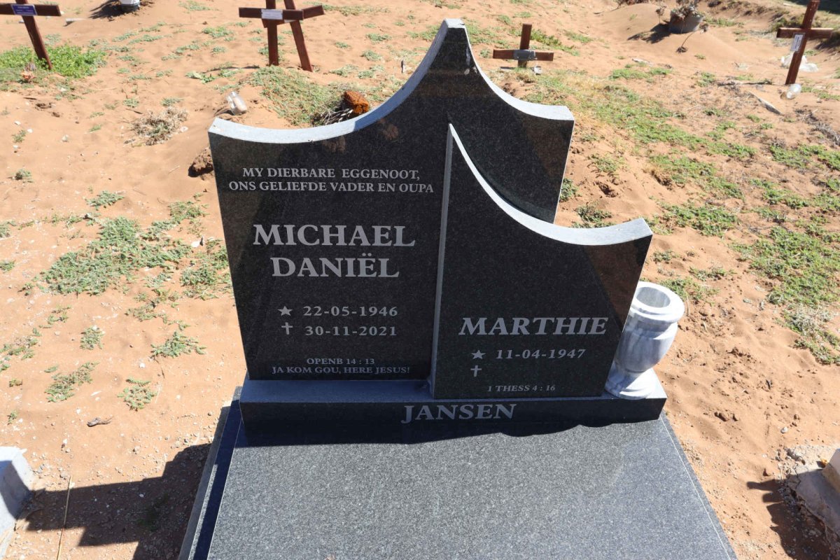 JANSEN Michael Daniel 1946-2021 & Marthie 1947-
