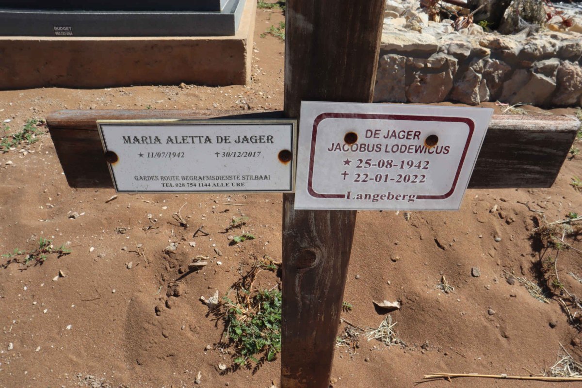 JAGER Jacobus Lodewicus, de 1942-2022 & Maria Aletta 1942-2017