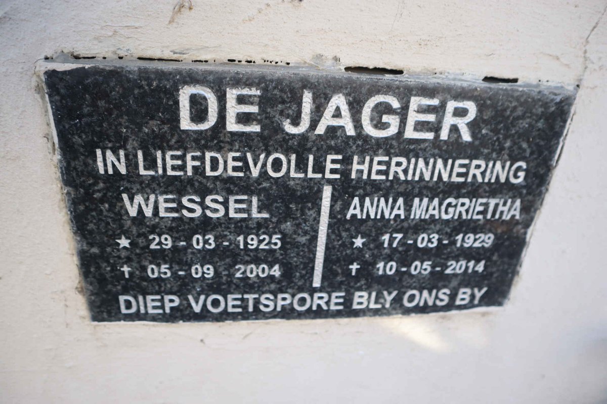 JAGER Wessel, de 1925-2004 & Anna Magrietha 1929-2014