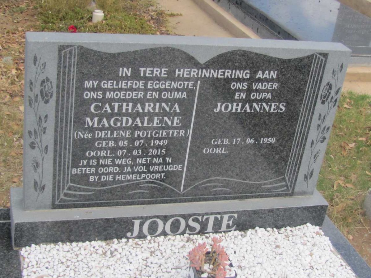 JOOSTE Johannes 1950- &amp; Catharina Magdalene POTGIETER 1949-2015