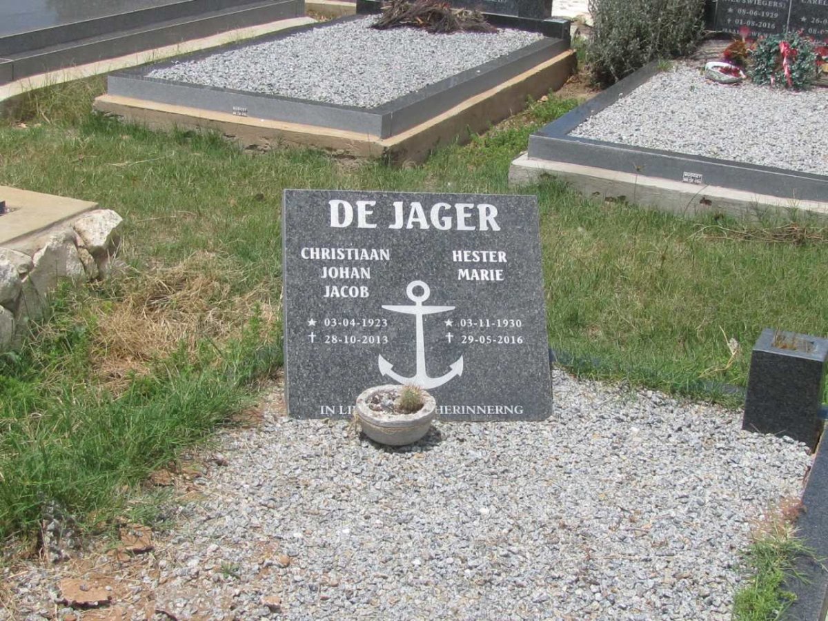 JAGER Christiaan Johan Jacob, de 1923-2013 &amp; Hester Marie 1930-2016