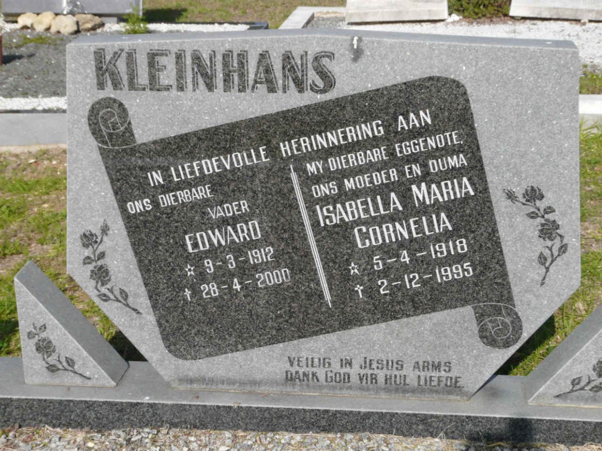 KLEINHANS Edward 1912-2000 &amp; Isabella Maria Cornelia 1918-1995