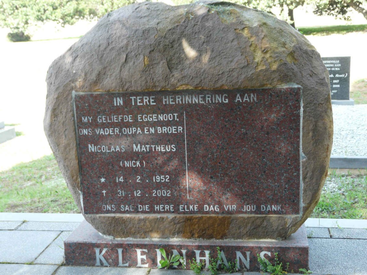 KLEINHANS Nicolaas Mattheus 1952-2002
