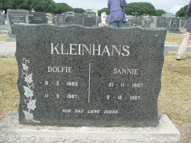 KLEINHANS Dolfie 1885-1967 &amp; Sannie 1887-1967