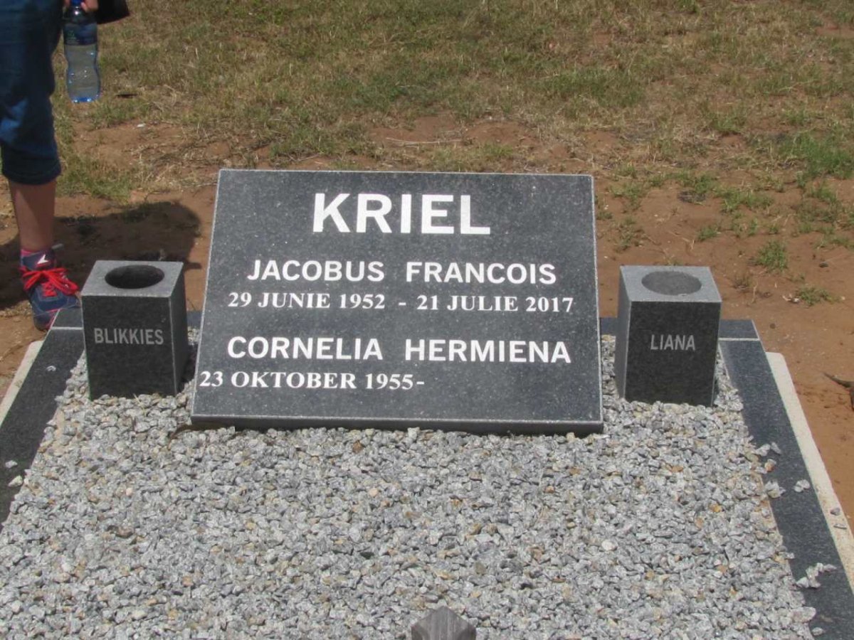 KRIEL Jacobus Francois 1952-2017 &amp; Cornelia Hermiena 1955-