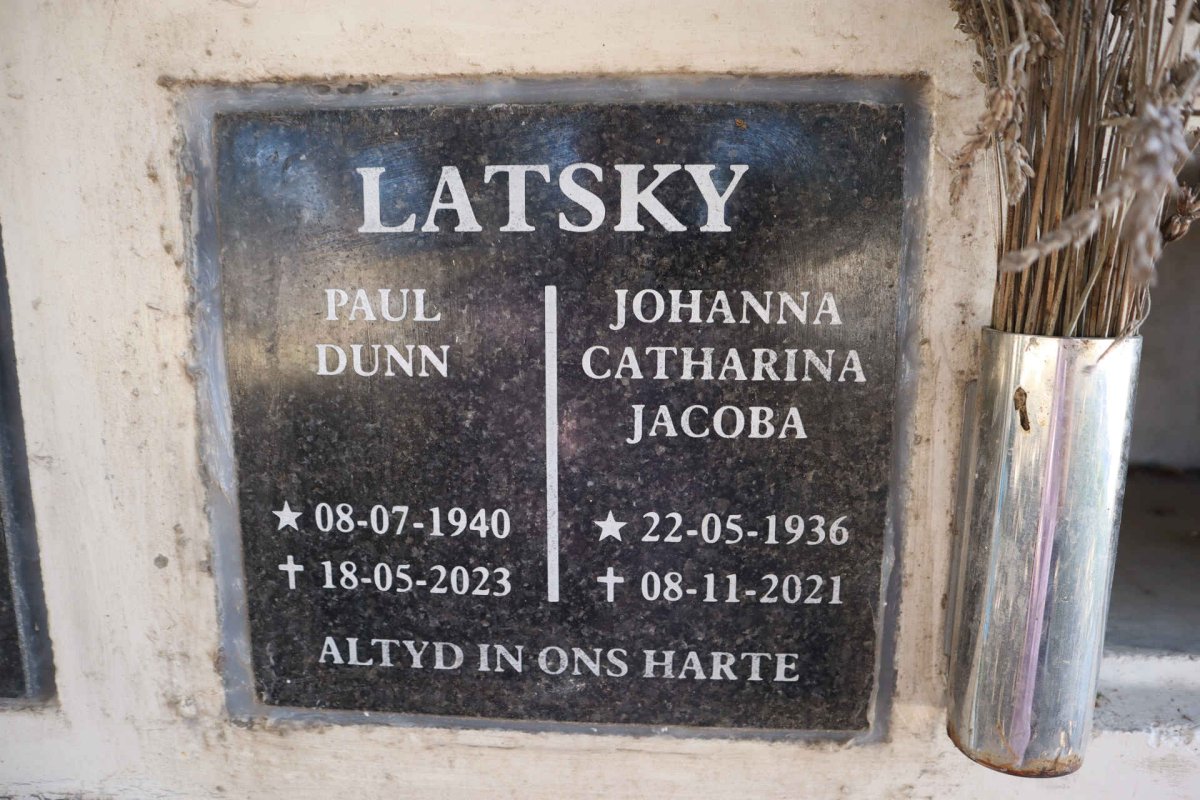 LATSKY Paul Dunn 1940-2023 & Johanna Catharina Jacoba 1936-2021