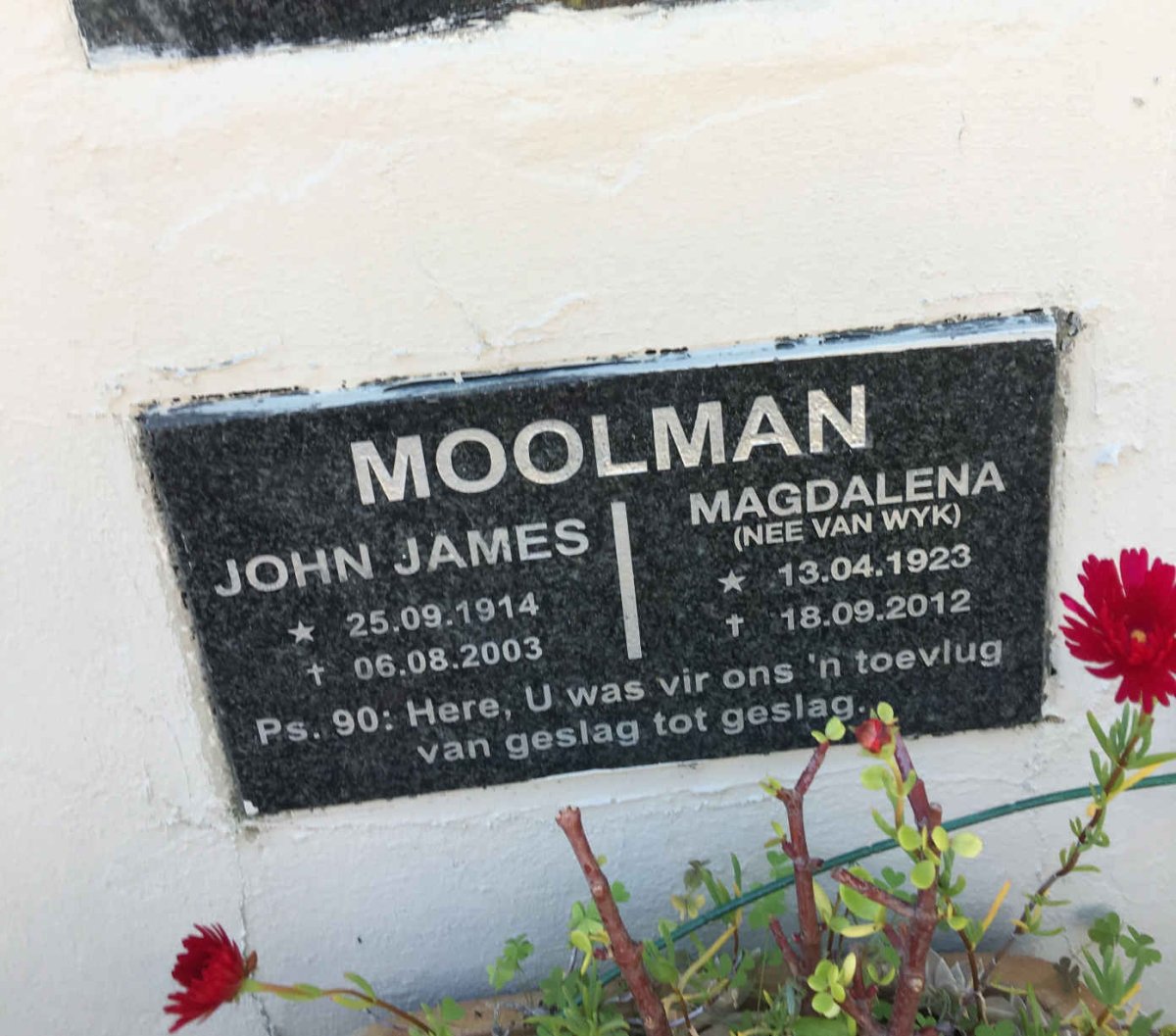 MOOLMAN Johan James 1914-2003 &amp; Magdalena VAN WYK 1923-2012