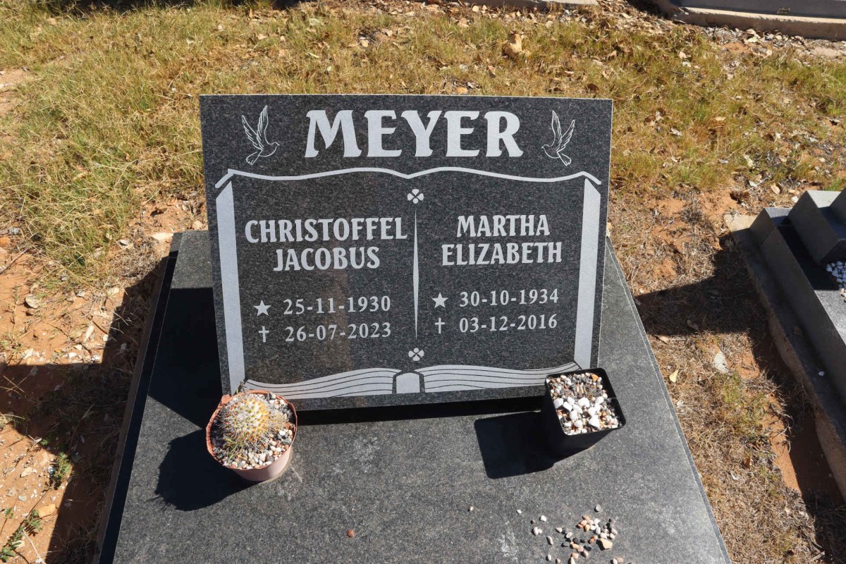MEYER Christoffel Jacobus 1930-2023 & Martha Elizabeth 1934-2016