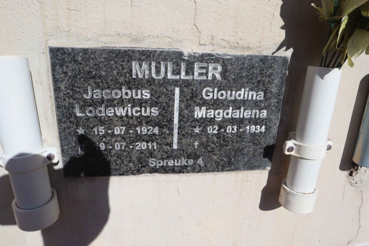 MULLER Jacobus Lodewicus 1924-2011 & Gloudina Magdalena 1934-