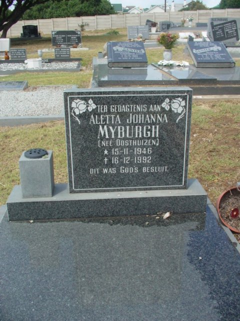 MYBURGH Aletta Johanna nee OOSTHUIZEN 1946-1992