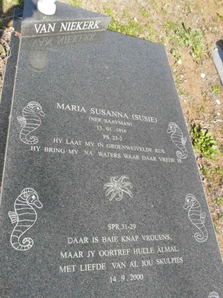 NIEKERK Maria Susanna, van neé SAAYMAN 1916-2000