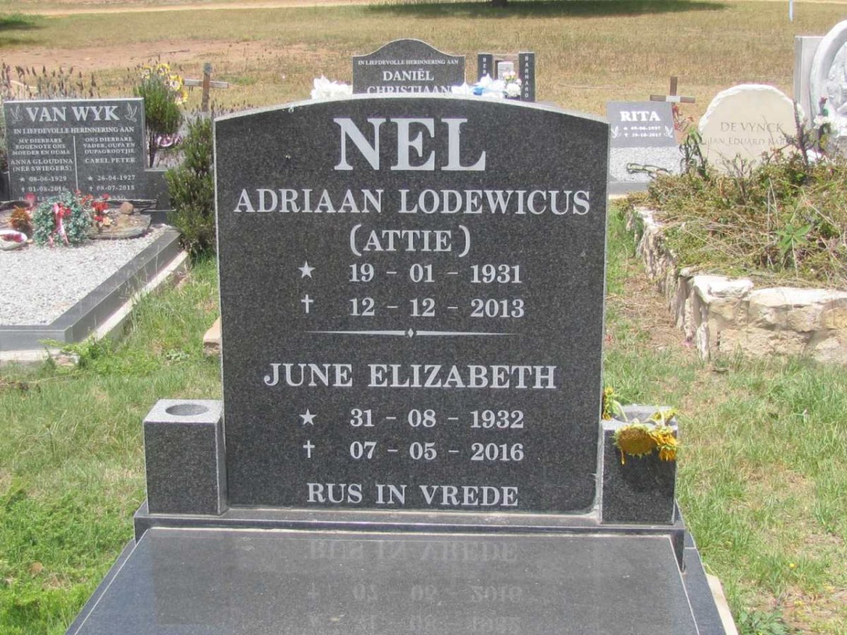 NEL Adriaan Lodewicus 1931-2013 &amp; June Elizabeth 1932-2016