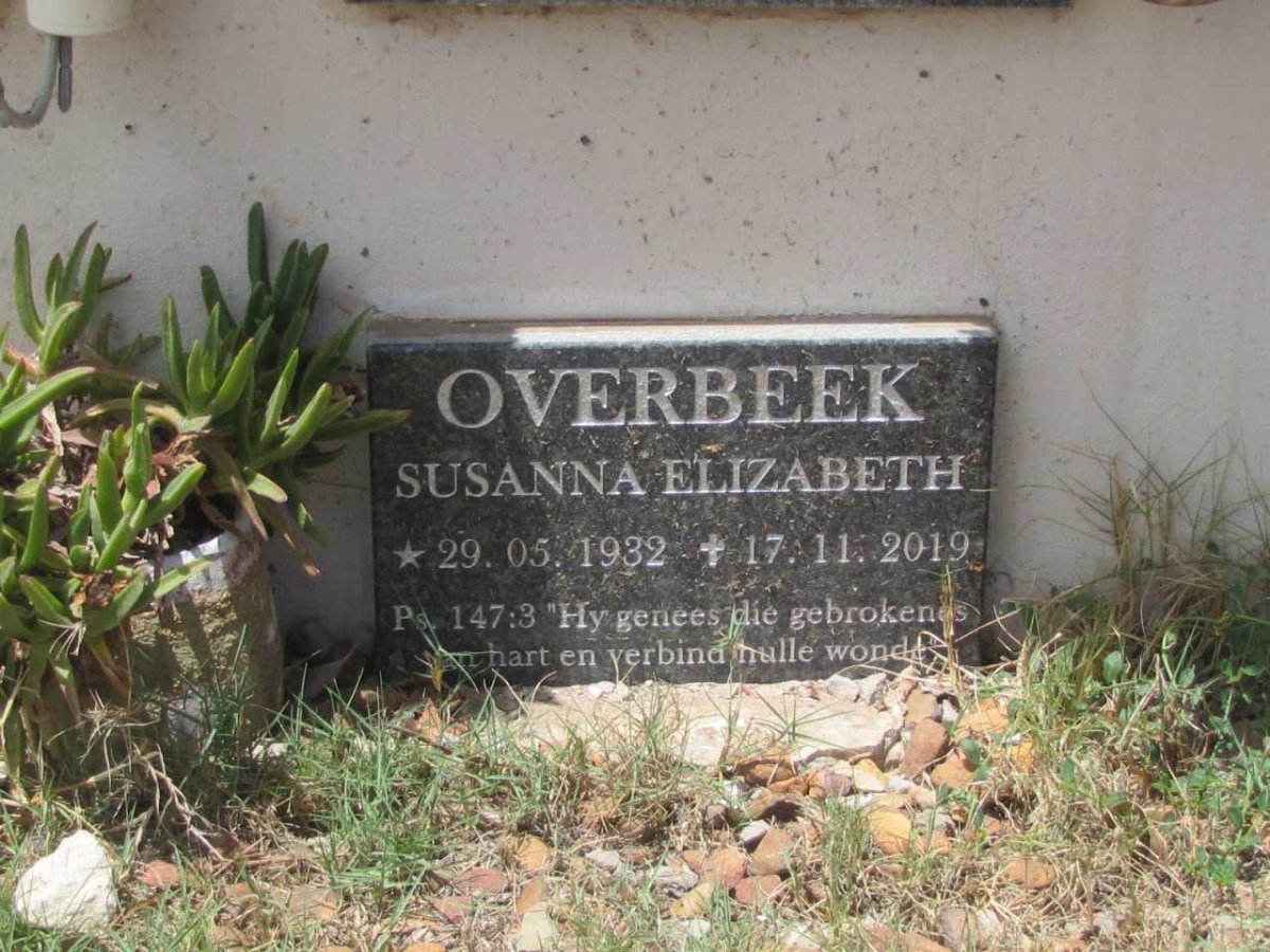 OVERBEEK Susanna Elizabeth 1932-2019