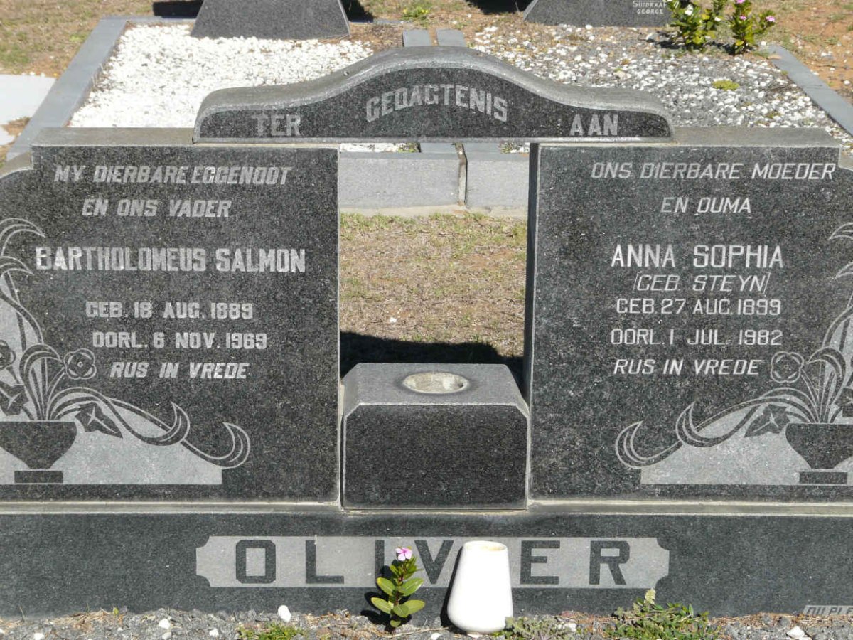 OLIVIER Bartholomeus Salmon 1889-1969 &amp; Anna Sophia STEYN 1899-1982