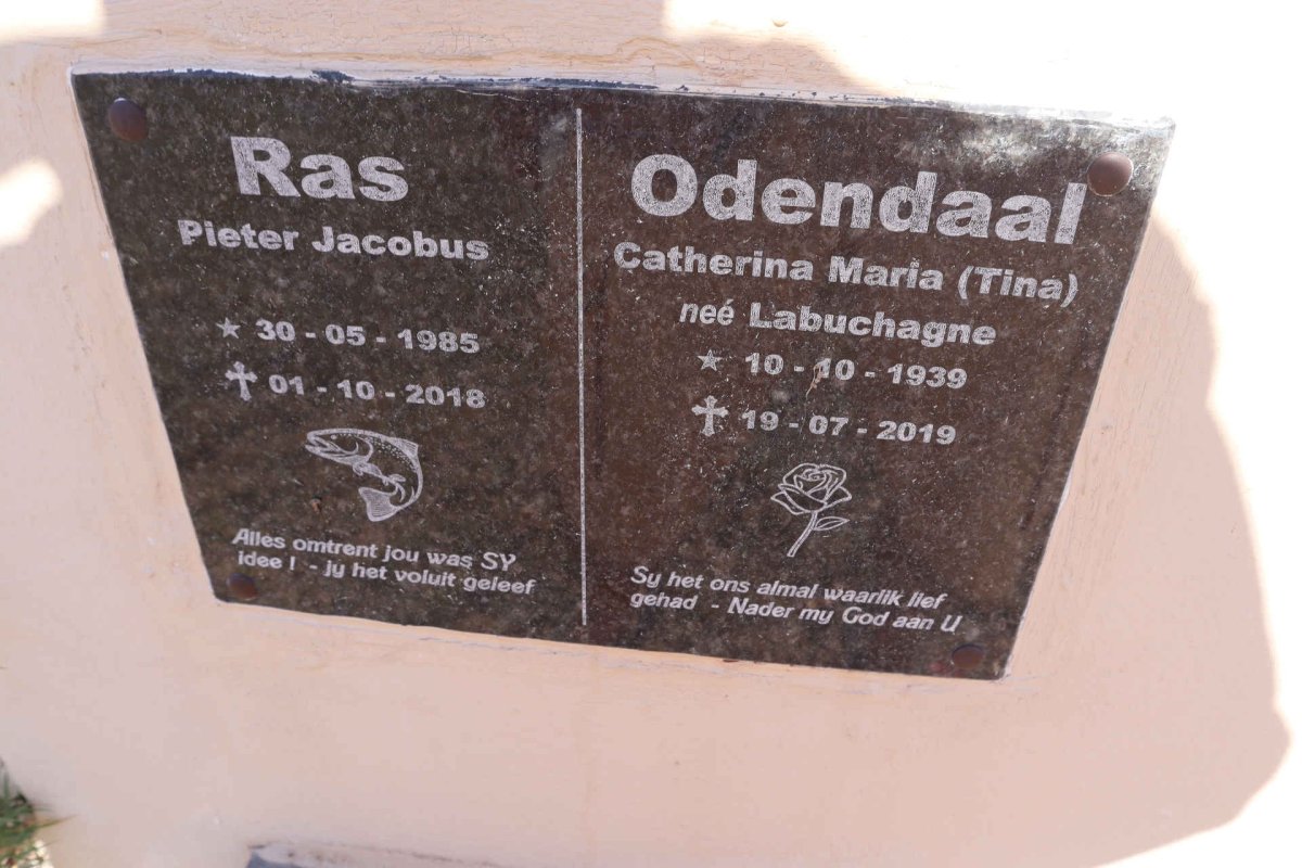ODENDAAL Catherina Maria nee LABUSCHAGNE 1939-2019 :: RAS Pieter Jacobus 1985-2018