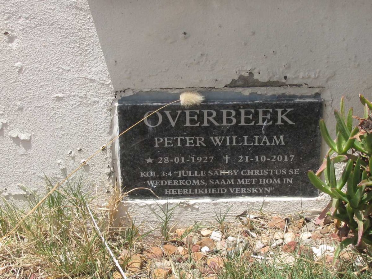 OVERBEEK Peter William 1927-2017