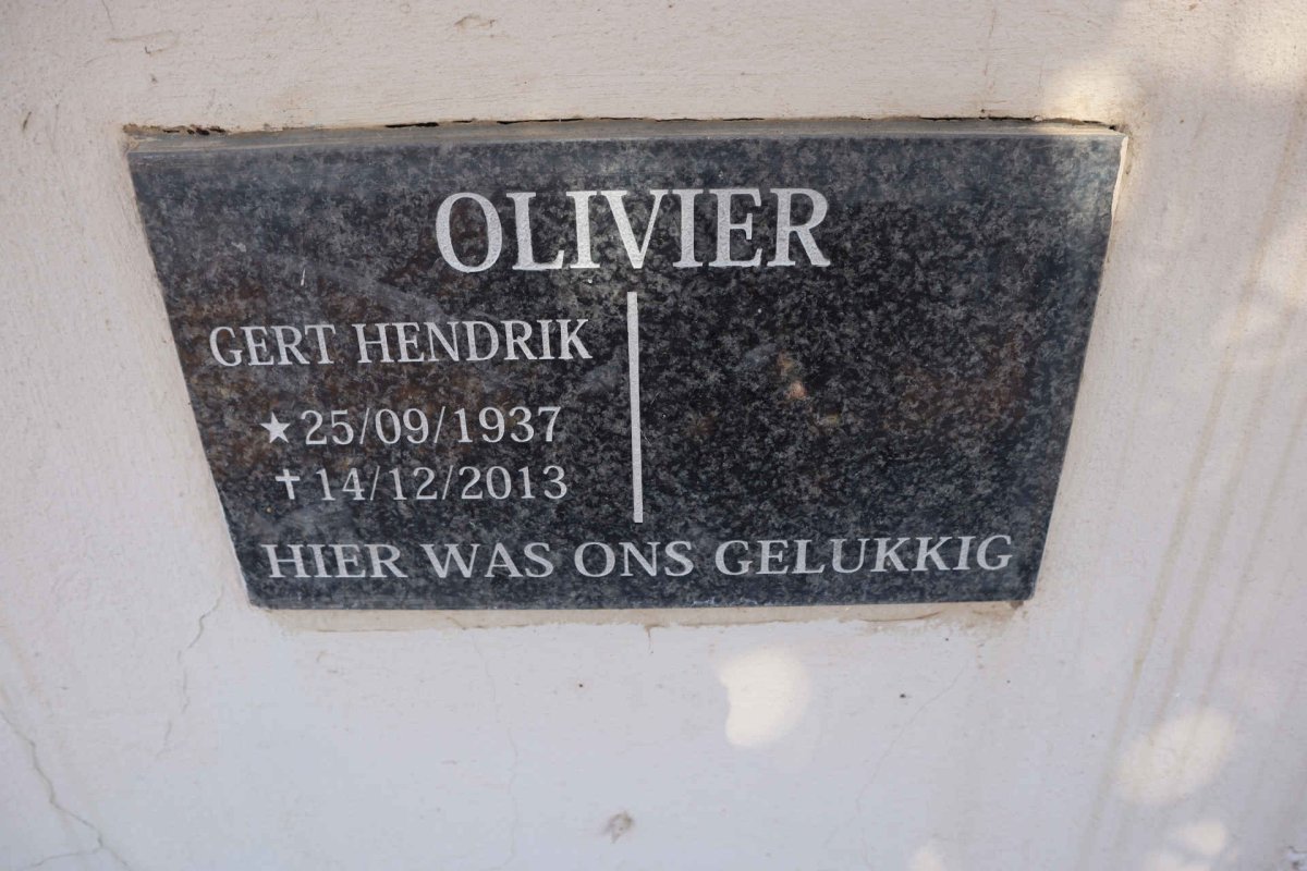OLIVIER Gert Hendrik 1937-2013