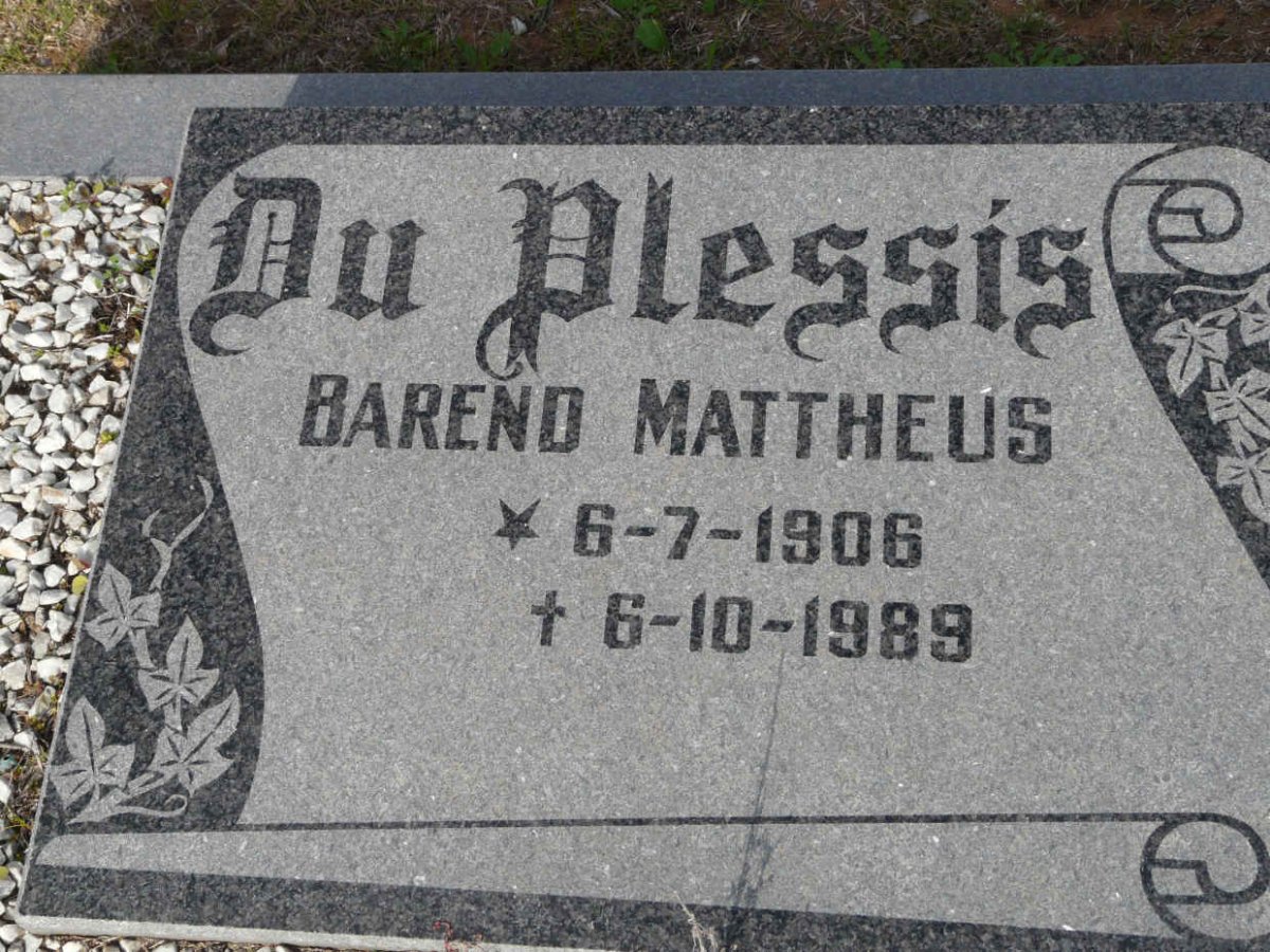 PLESSIS Barend Mattheus, du 1906-1989