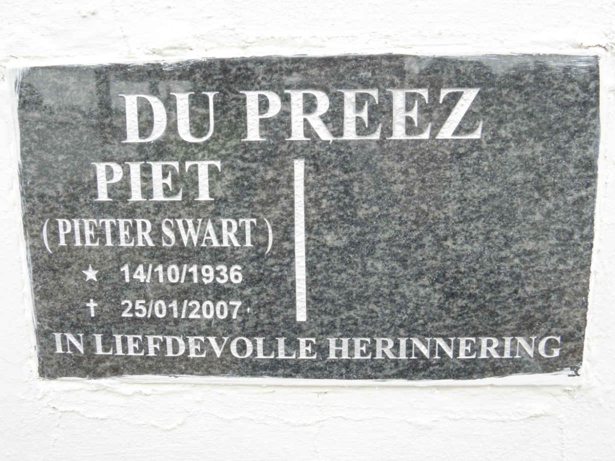 PREEZ Pieter Swart, du 1936-2007