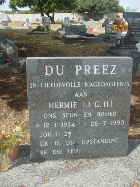 PREEZ J.G.H., du 1924-1990